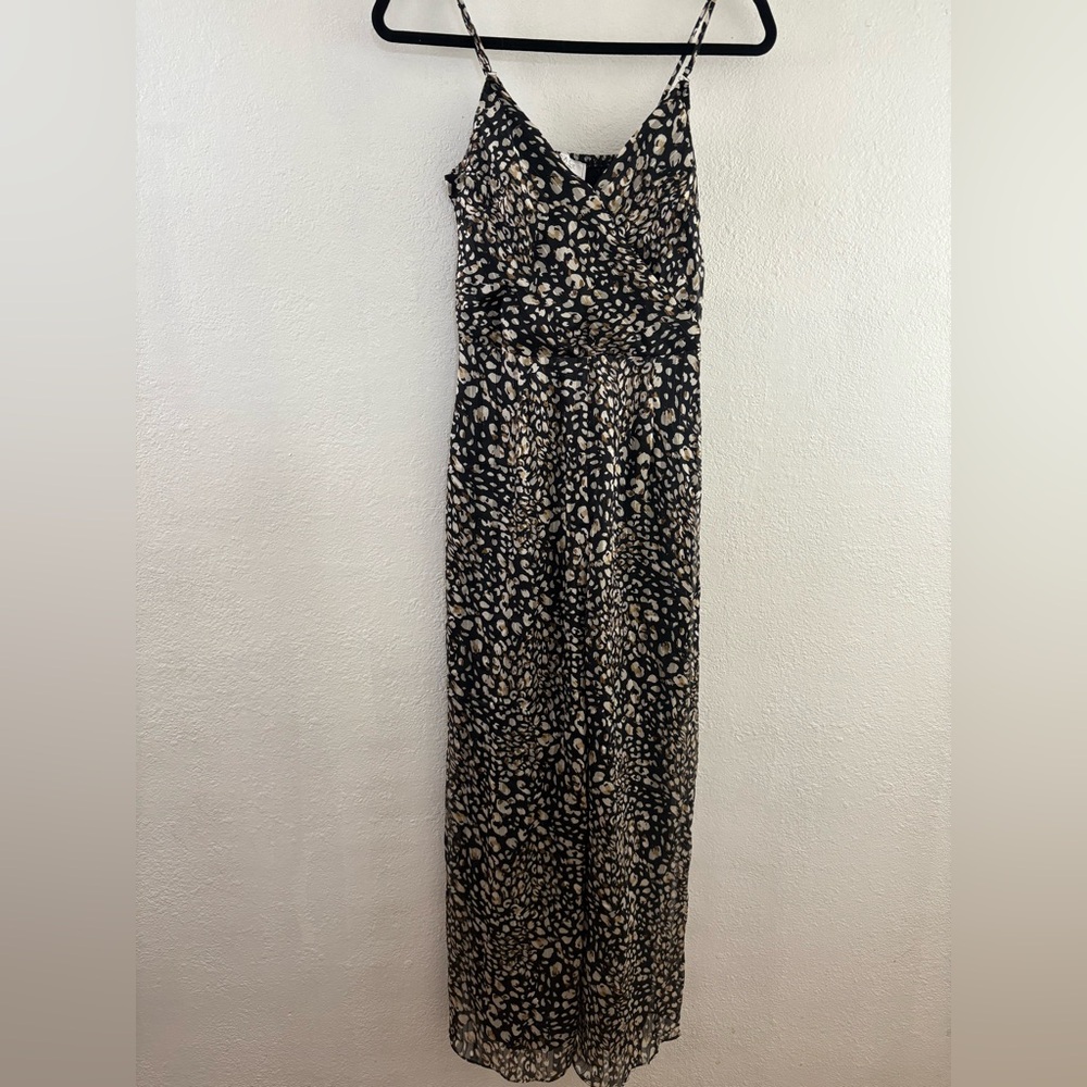 Sage Sample Spaghetti Strap printed black with metallic jumpsuit size S